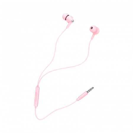Проводные наушники BOROFONE BM49 Player, Jack 3.5mm, 1.2 м, розовый, контроллер с микрофоном