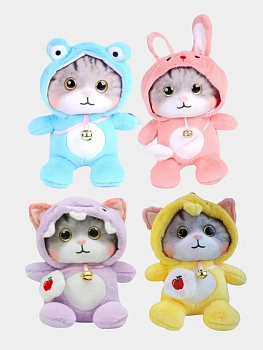 Мягкая игрушка-брелок Котенок в пижаме Кигуруми 12 см