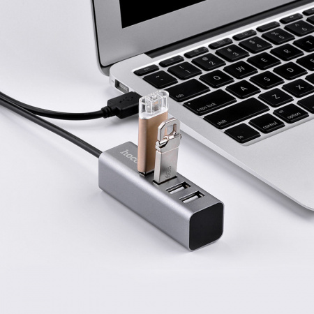USB 2.0 HUB Hoco HB1 4 порта, серый