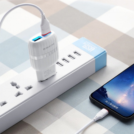 Комплект зарядки Micro USB Borofone BA24A, 2USB, 2.1А, белый