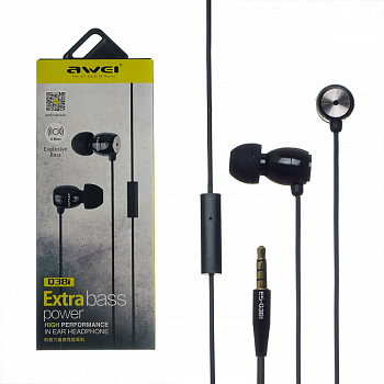Наушники-вкладыши с микрофоном Awei Q38i (black)