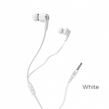 Проводные наушники BOROFONE BM37 Noble, Jack 3.5mm, 1.2 м, Белый, контроллер с микрофоном