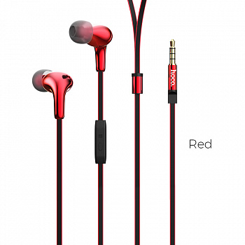 Проводные наушники HOCO M30 Glaring, Jack 3.5mm, 1.2 м, красный, контроллер с микрофоном