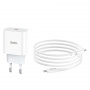 Зарядное устройство HOCO C76A Speed, 3A, белый, мигающий кабель X36 Lightning PD