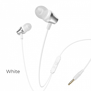 Проводные наушники BOROFONE BM38 Bright, Jack 3.5mm, 1.2 м, Белый, контроллер с микрофоном