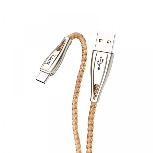 Кабель hoco U56 Metal, USB - USB Type-C, 1.2 м, золотой