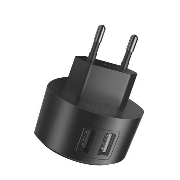 Сетевое зарядное устройство Hoco C67A, 2 USB, 2.4А, черный