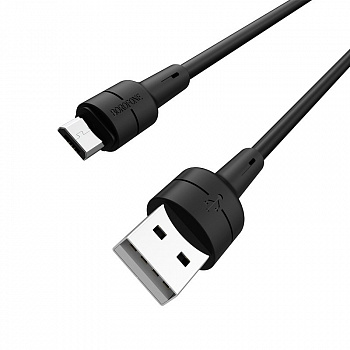 Кабель Borofone BX30 Silicone USB - micro USB, 1 м черный