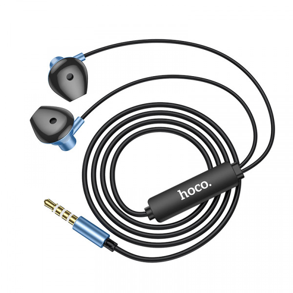 Проводные наушники HOCO M75 Belle, Jack 3.5mm, синий, контроллер с микрофоном