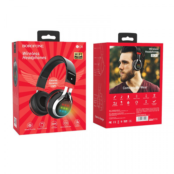 Беспроводные наушники BOROFONE BO8 Love Song, Bluetooth + AUX, 200 мАч, Черный, TF