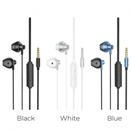 Проводные наушники HOCO M75 Belle, Jack 3.5mm, Черный, контроллер с микрофоном