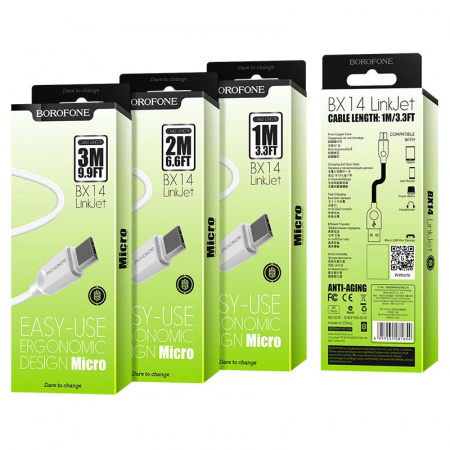 Кабель Borofone BX14 LinkJet USB - micro USB, 2 м