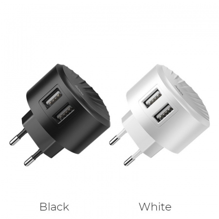 Сетевое зарядное устройство Hoco C67A, 2 USB, 2.4А, черный