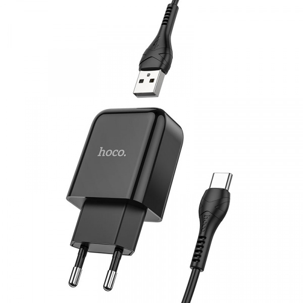 Зарядное устройство HOCO N2 Vigour single, 2A, черный, кабель Type-C