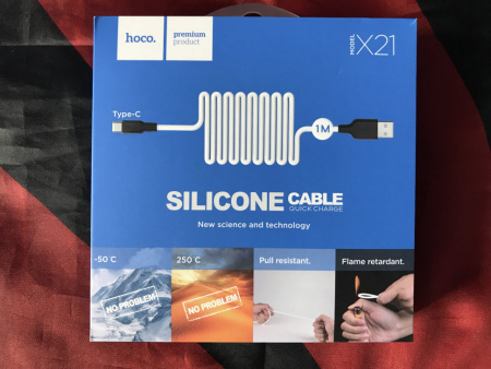 Кабель Hoco X21 Silicone, USB - USB Type-C, 1 м, белый