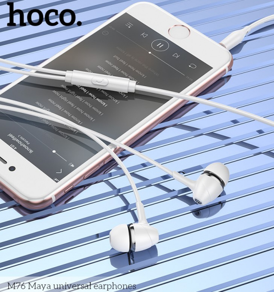 Проводные наушники HOCO M76 Maya, Jack 3.5mm, 1.2 м, Белый