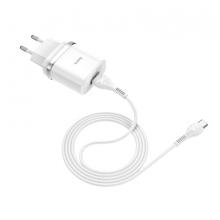 Зарядное устройство HOCO C12Q Smart, 3A, белый, 18W, кабель Type-C,QC3.0 / QC2.0