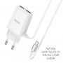 Зарядное устройство HOCO C82A Real, 2.4A, белый, кабель micro USB