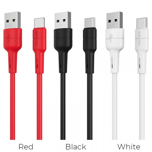 Кабель Borofone BX30 Silicone, USB - USB Type-C, 1 м, черный