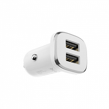 Автомобильное зарядное устройство BOROFONE BZ12 Lasting power 2*USB, 2.1A, белый, кабель Lightning