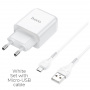 Зарядное устройство HOCO N2 Vigour single, 2A, белый, кабель micro USB