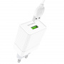 Зарядное устройство BOROFONE BA47A Mighty, 3A, белый, кабель Type-C BX19 Huiyi