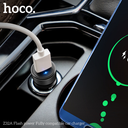 Автомобильное зарядное устройство HOCO Z32A Flash, 4A, черный