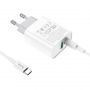 Зарядное устройство HOCO C80A Rapido, 3.1A, белый, Двойной порт USB/Type-C,PD3.0, QC3.0, кабель Type-C - Type-C