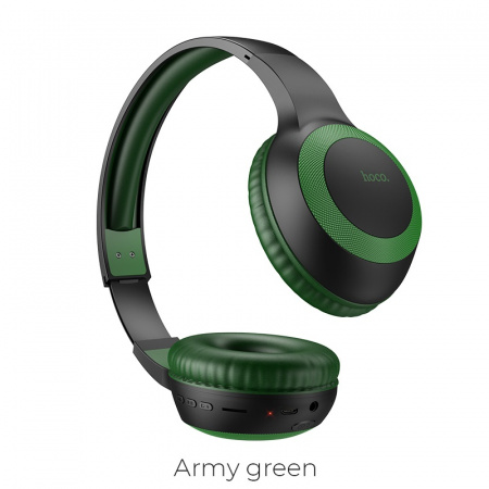 Беспроводные наушники HOCO W29 Outstanding, Bluetooth, 200 мАч, армейский зеленый, AUX/TF, контроллер