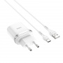 Зарядное устройство HOCO C12Q Smart, 3A, белый, 18W, кабель Type-C,QC3.0 / QC2.0