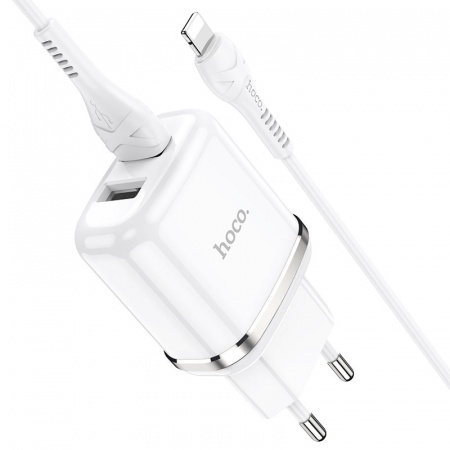 Зарядное устройство HOCO N4 Aspiring Lightning, 2.4A, белый