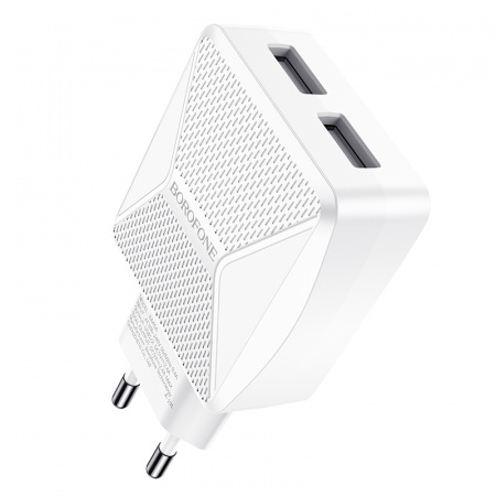 Зарядное устройство BOROFONE BA45A Max, 2.4A, белый, два порта