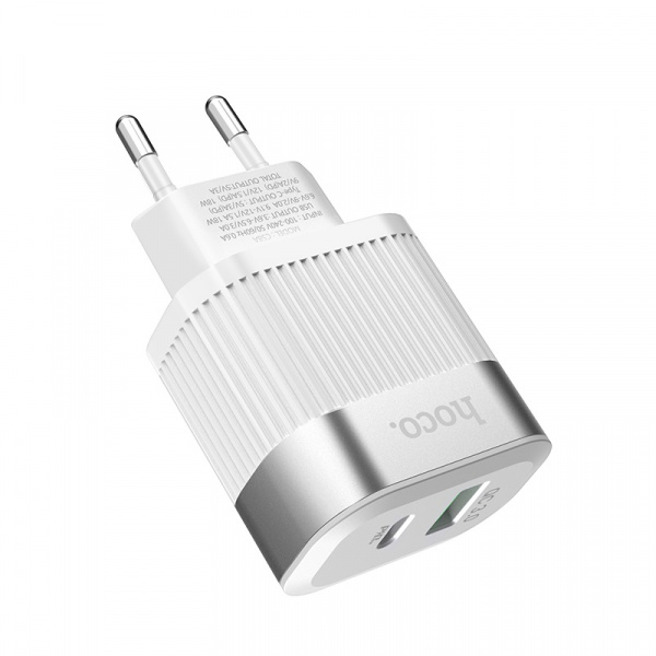 Зарядное устройство HOCO C58A Prominent , 3A, белый, двойной порт