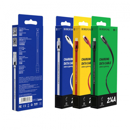 Кабель Borofone BU8, lightning, 1.2 м, красный