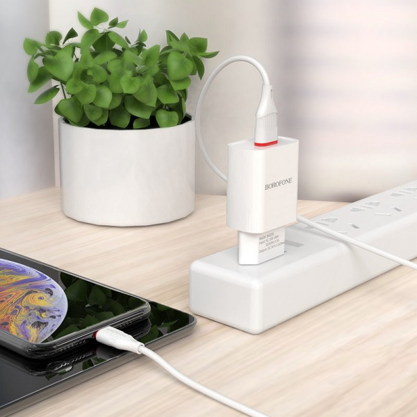 Сетевое зарядное устройство Borofone BA20A, 1 USB, 2.1A, белый