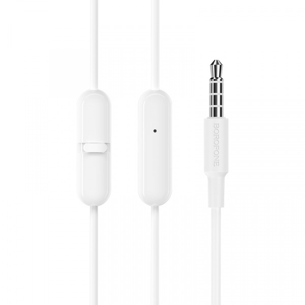 Проводные наушники BOROFONE BM46 Echo, Jack 3.5mm, 1.2 м, Белый, контроллер с микрофоном