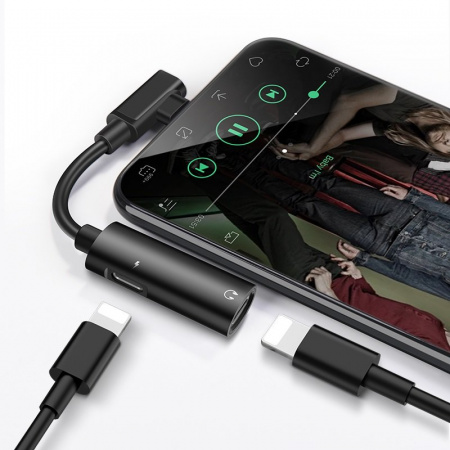 Адаптер аудио-переходник Hoco LS18 для Apple, серый