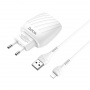 Зарядное устройство HOCO C78A Max energy, 2.4A, белый, кабель Lightning