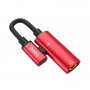 Переходник HOCO LS17, Lightning - Jack 3.5/Lightning, 2А, красный