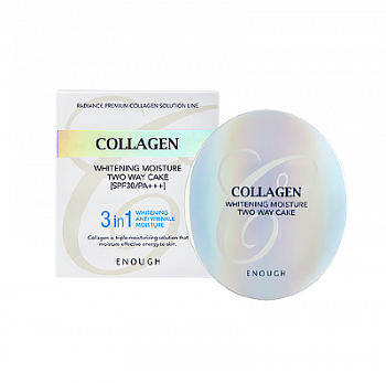 Осветляющая пудра  со сменным блоком Collagen Whitening Moisture Two Way Cake SPF30