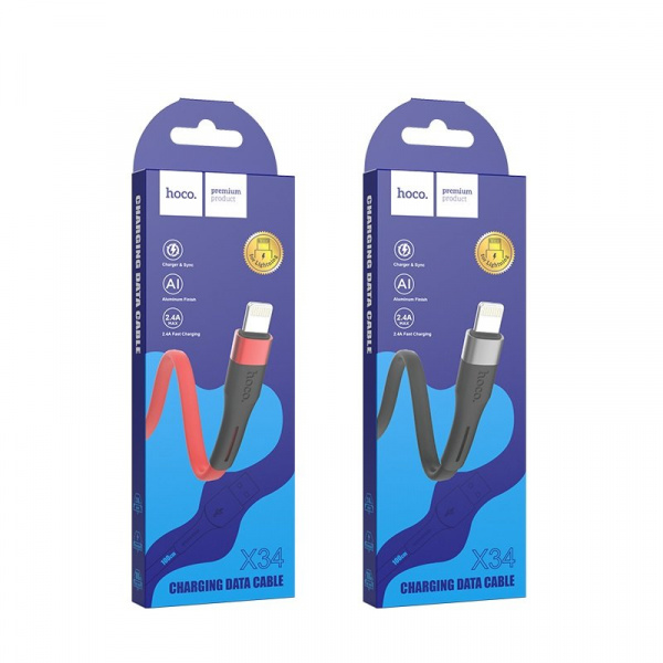 Кабель Hoco X34, lightning, 1 м, черный