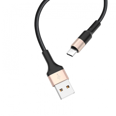Кабель Hoco X26 Xpress, USB - USB Type-c, 1 м, черно-золотой