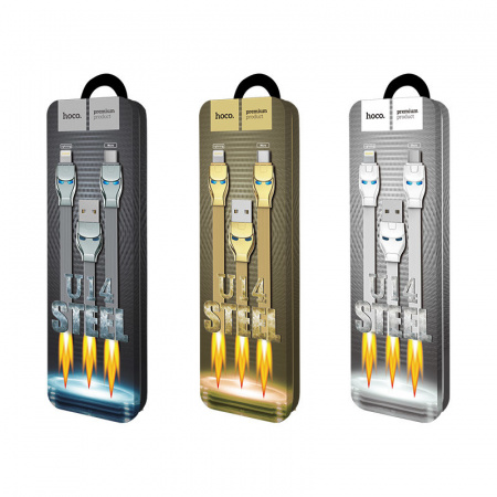 Кабель Hoco U14 Steel USB - micro USB, 1.2 м белый