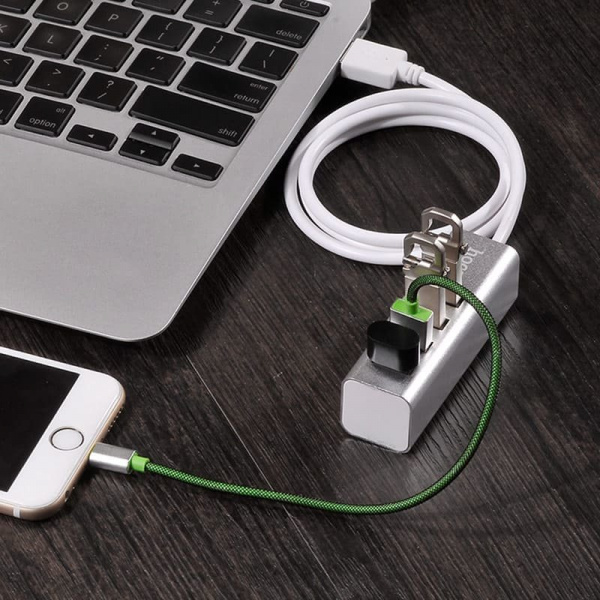 USB 2.0 HUB Hoco HB1 4 порта, серый