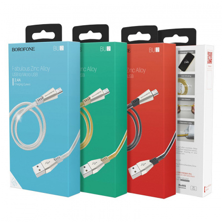 Кабель Borofone BU2 ZincJet USB - micro USB, 1.2 м черный