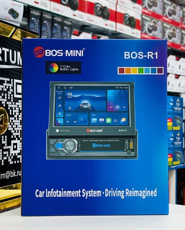 Автомагнитола с выдвижным экраном BOS-MINI R1  4+64GB